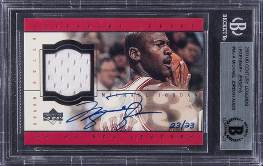 2000-01 UD Century Legends Legendary Jerseys #MJ-A Michael Jordan Signed Patch Card (#23/23) - Jordans Jersey Number! - BGS AUTHENTIC